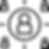 A black and white icon depicting a central user figure connected to four surrounding user icons, representing teamwork.