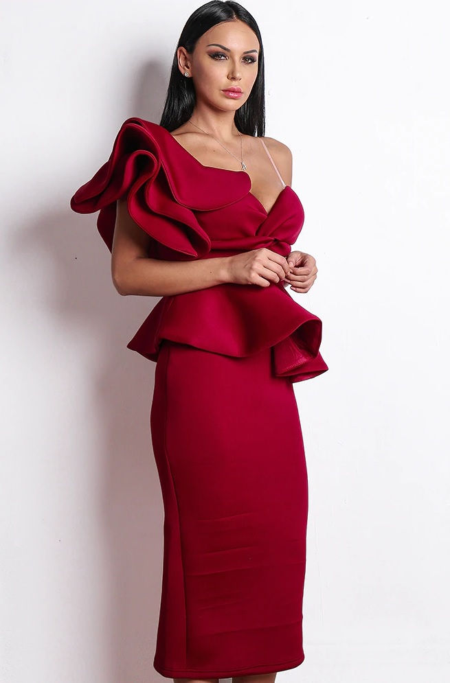 Thumbnail: Red Ankle Length Cocktail Dress