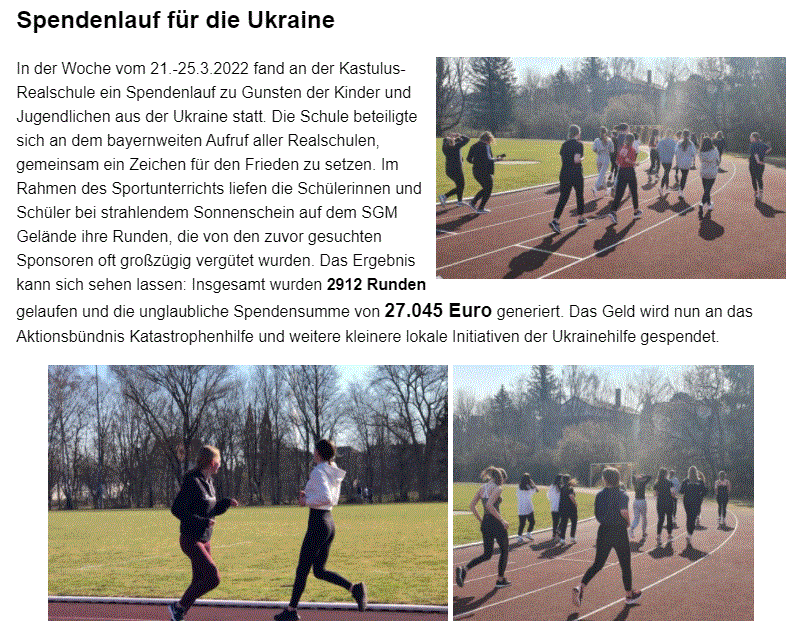 Spendenlauf Moosburg Realschule Kastulus