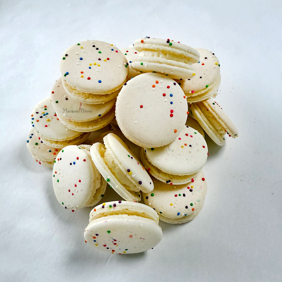 Thumbnail: Birthday Cake Macarons – Box of 48 French Macaron Cookies