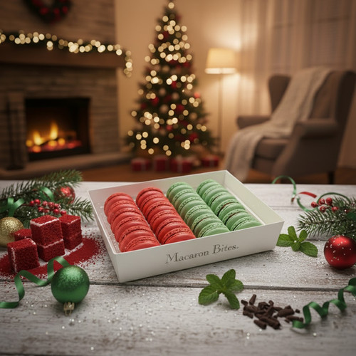 French Macaron Holiday Cookies Assortment Gift Box – Red Velvet
