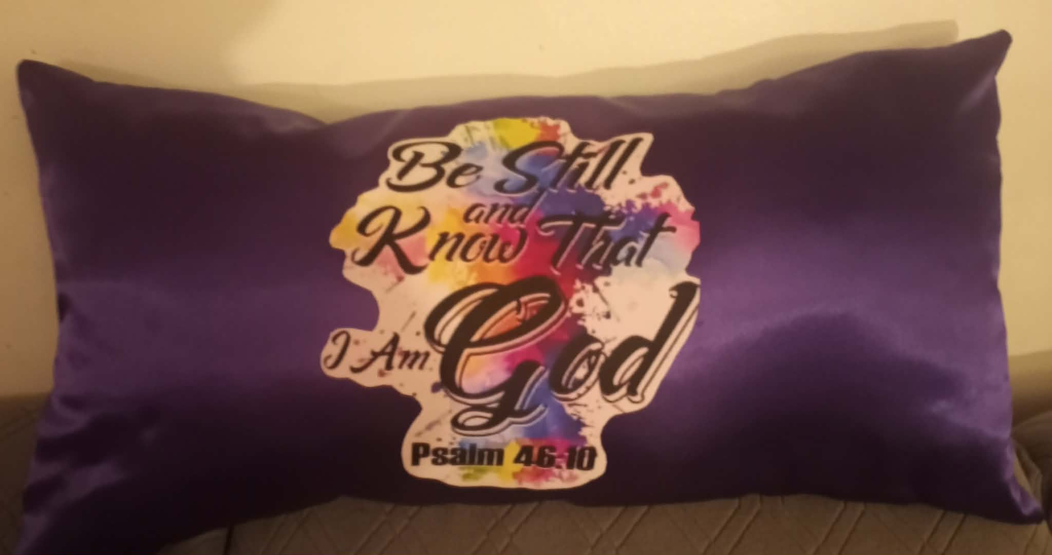 Be Still and Know That I AM God Purple Prayer Pillow