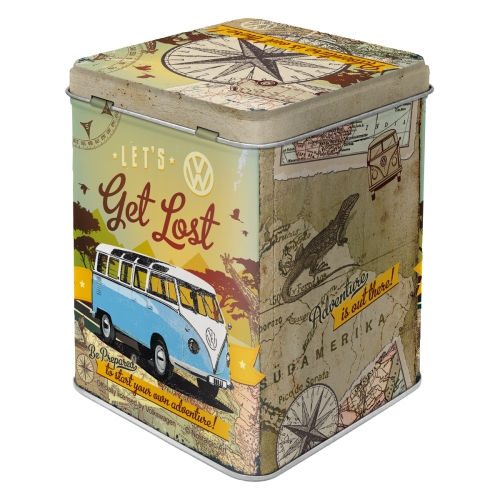 Miniaturbild: Retro-Blechdose: "Get Lost", VW-Bus-Motiv