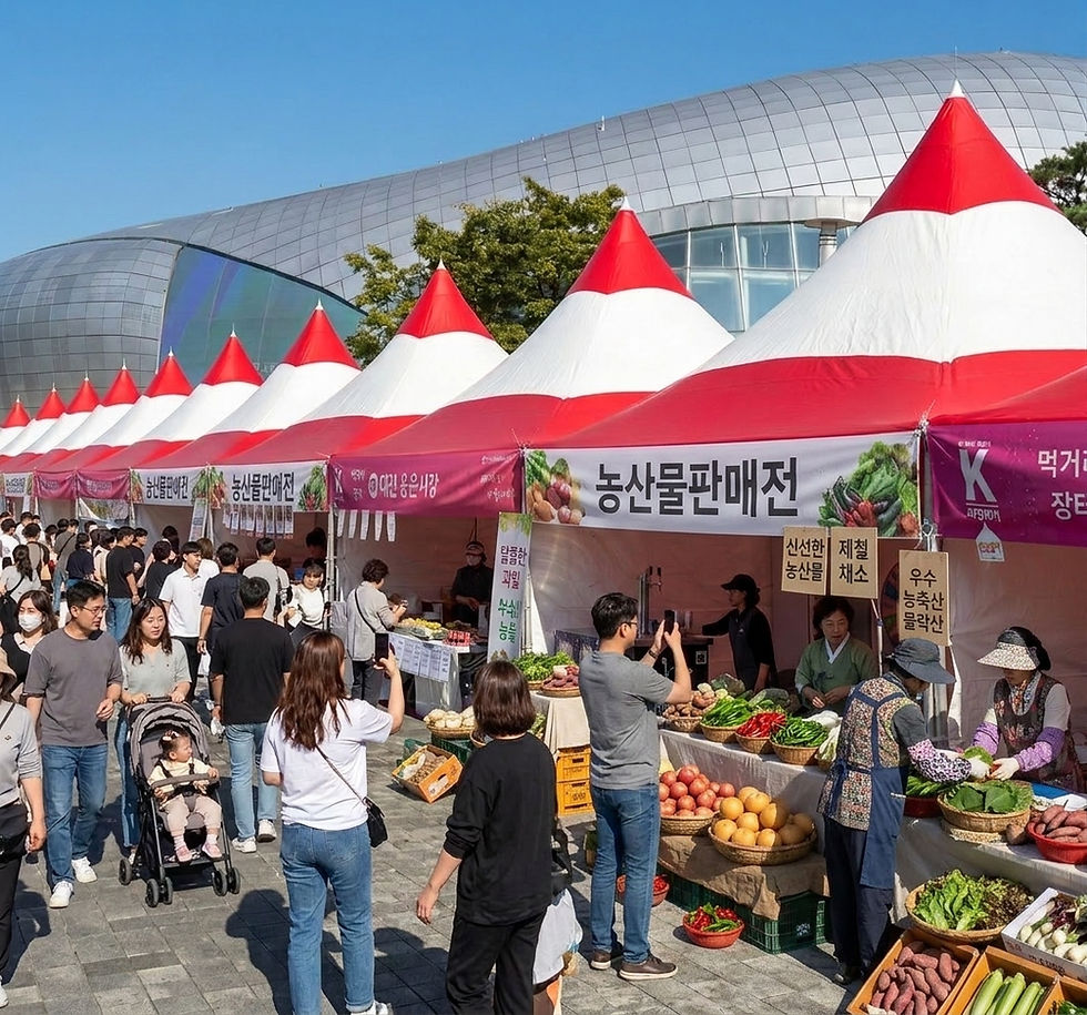야외 광장에서 열린 농산물 판매전 행사 전경