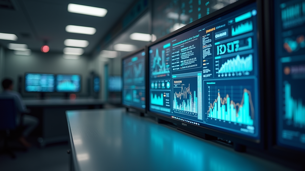 Plano cercano de una pantalla con interfaz de Power Platform y gráficos de datos