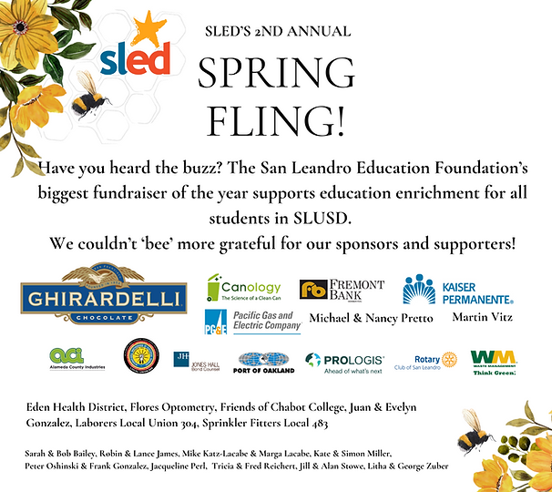 Spring Fling sponsor logos and acknowledgements
