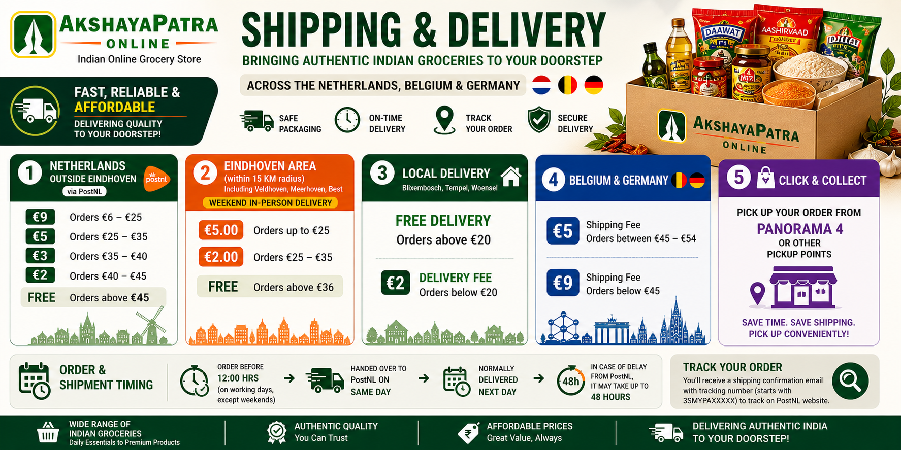 Akshayapatra Online: Indian grocery delivery service options to Netherlands, Belgium, Germany.