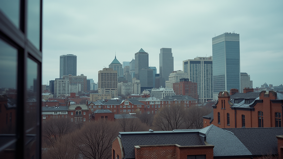 Eye-level view of Boston skyline with residential buildings