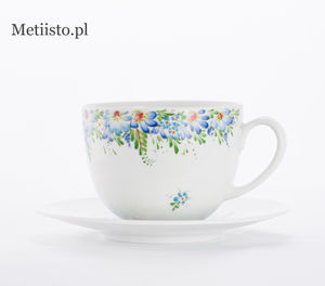 Zestaw talerzyków i filiżanek RĘCZNIE MALOWANY - wzór opolski WOCSK-02