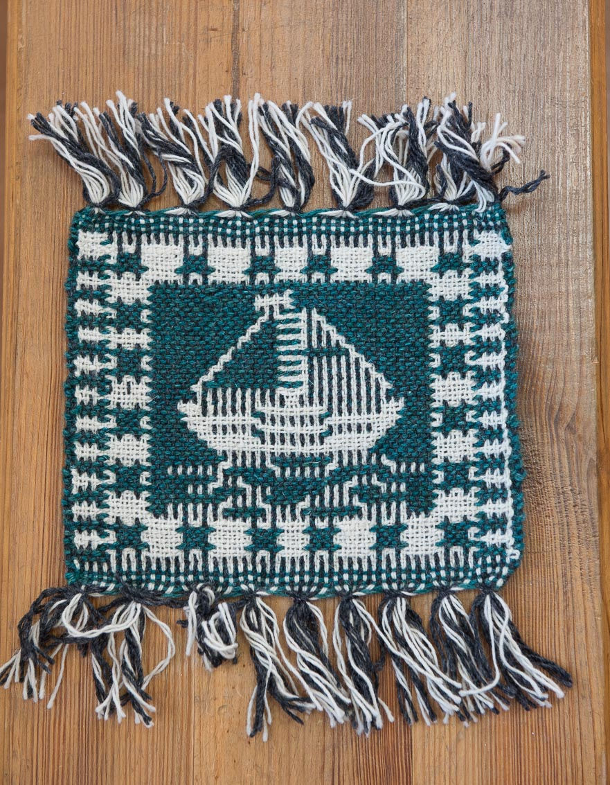 Thumbnail: tapestry - coaster for the teapot - two warp technique