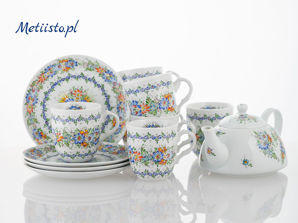 Thumbnail: Kubek ceramiczny RĘCZNIE MALOWANY - wzór opolski WOCSK-38