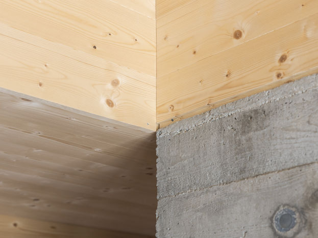 Detailansicht im Innenraum eines Modernen Einfamilienhaus aus Holz im Bayerischen Wald.