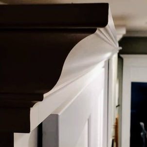 Custom crown molding installation detail with clean profile in Mount Pleasant, SC home.