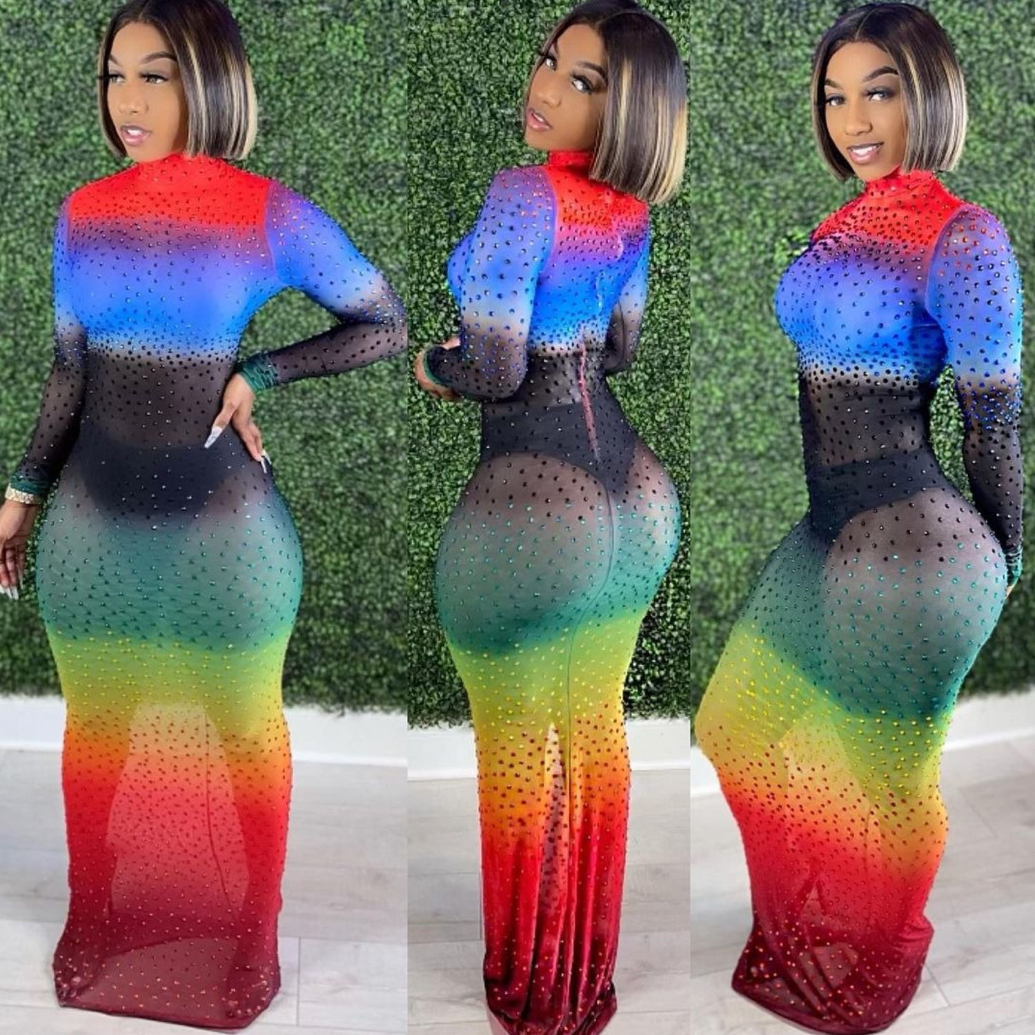 Womens Long-Sleeved Fishtail Dress