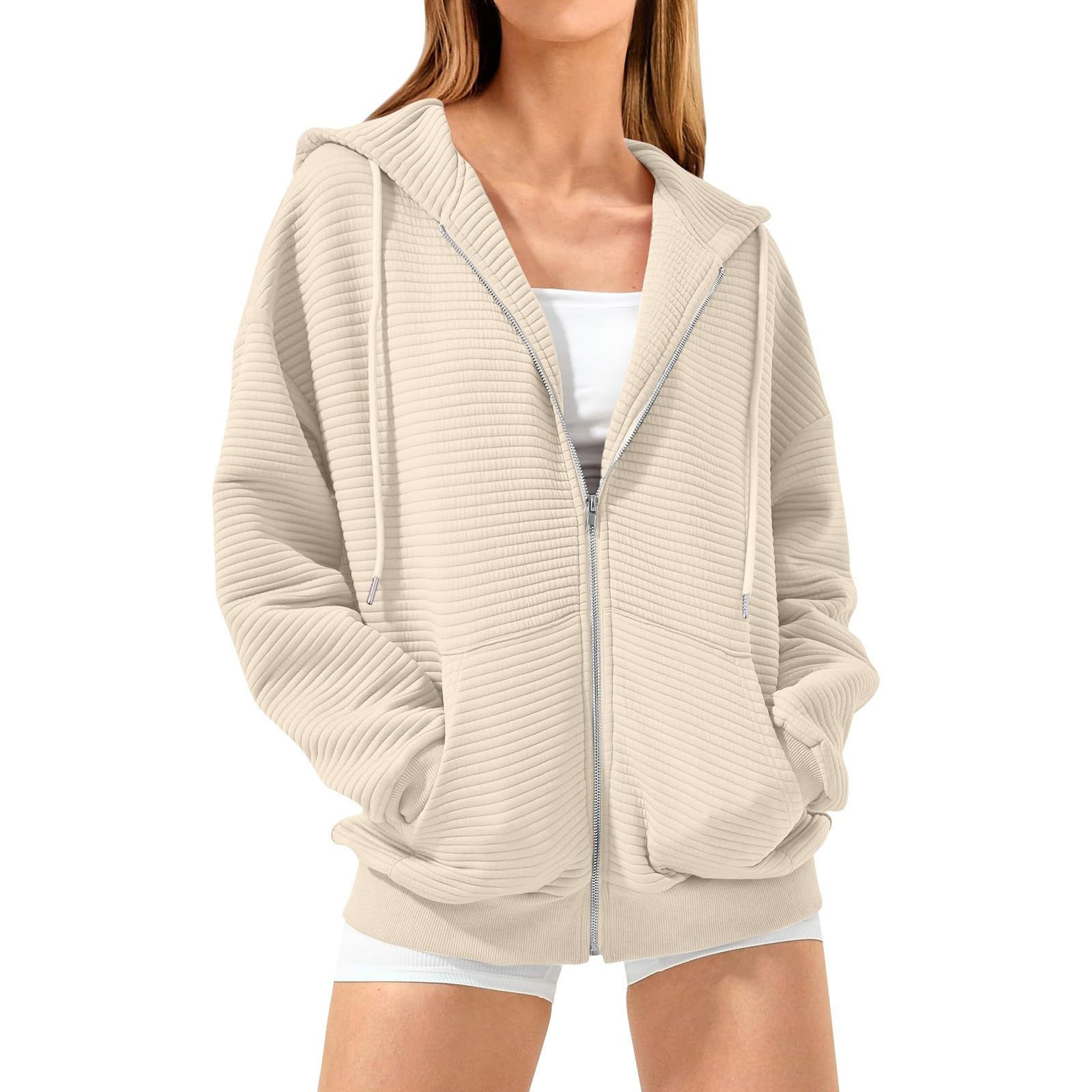 RODYETQQ Womens Hoodies Casual with Pockets Jackets Fall Hoodies Zip Up Hoodies