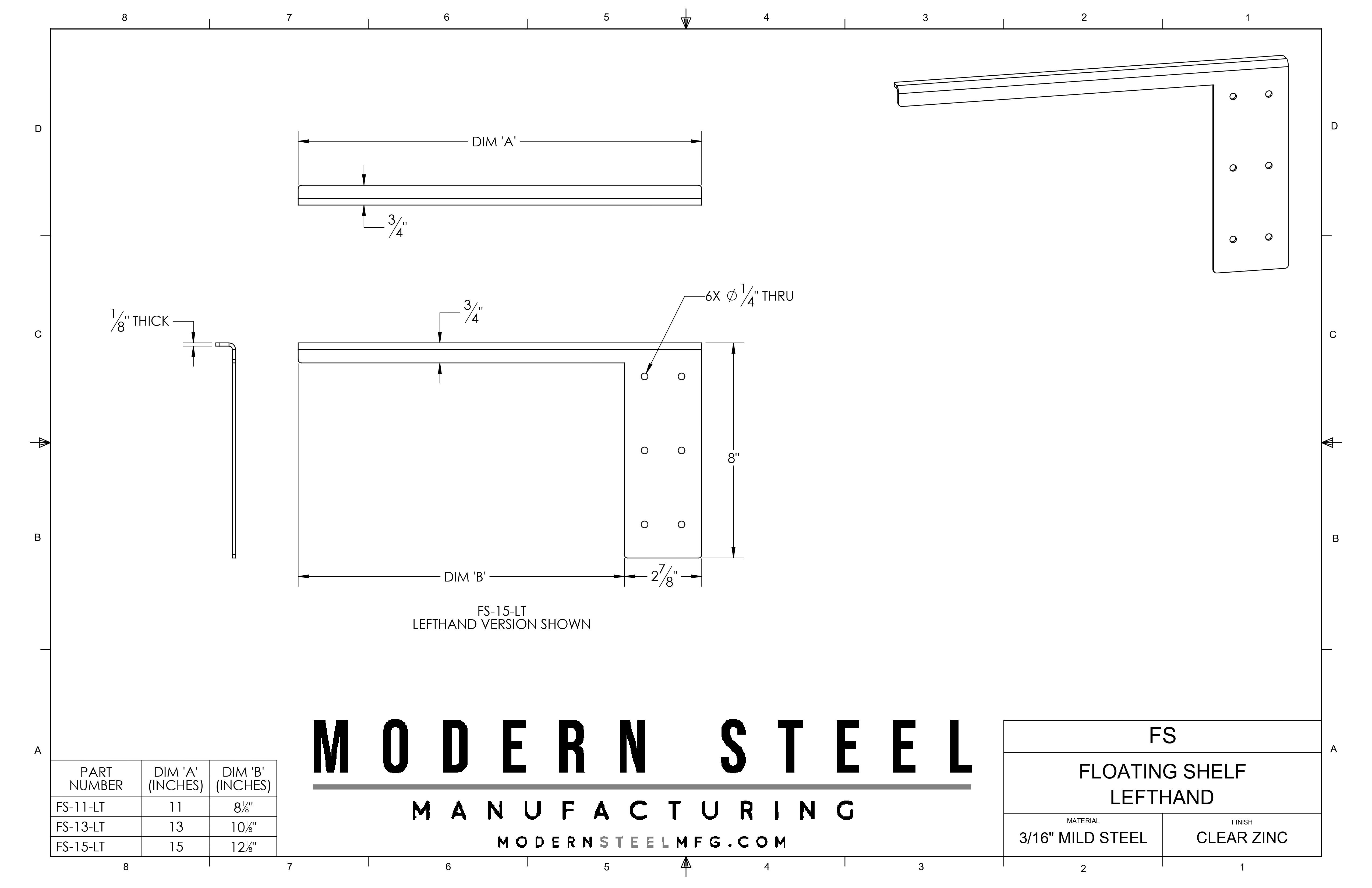 11" Floating Shelf Bracket