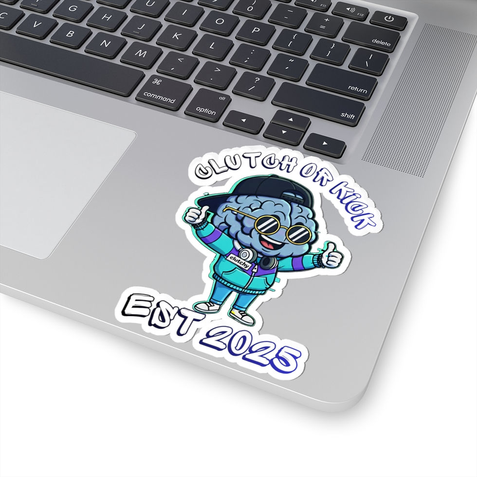 Thumbnail: Kiss-Cut Sticker — “Clutch or Kick” Cool Brain Mascot (EST 2025)