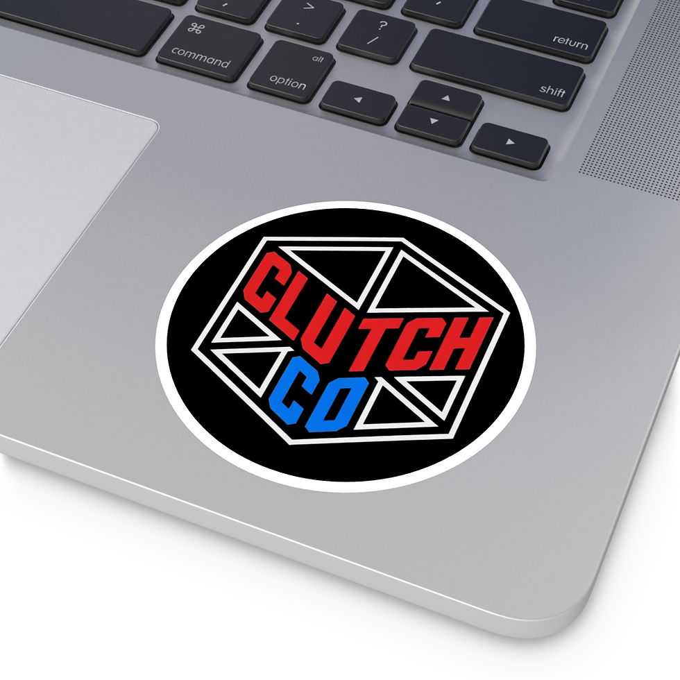 Thumbnail: Clutch Co Round Logo Sticker — Red & Blue Retro Geometric Decal
