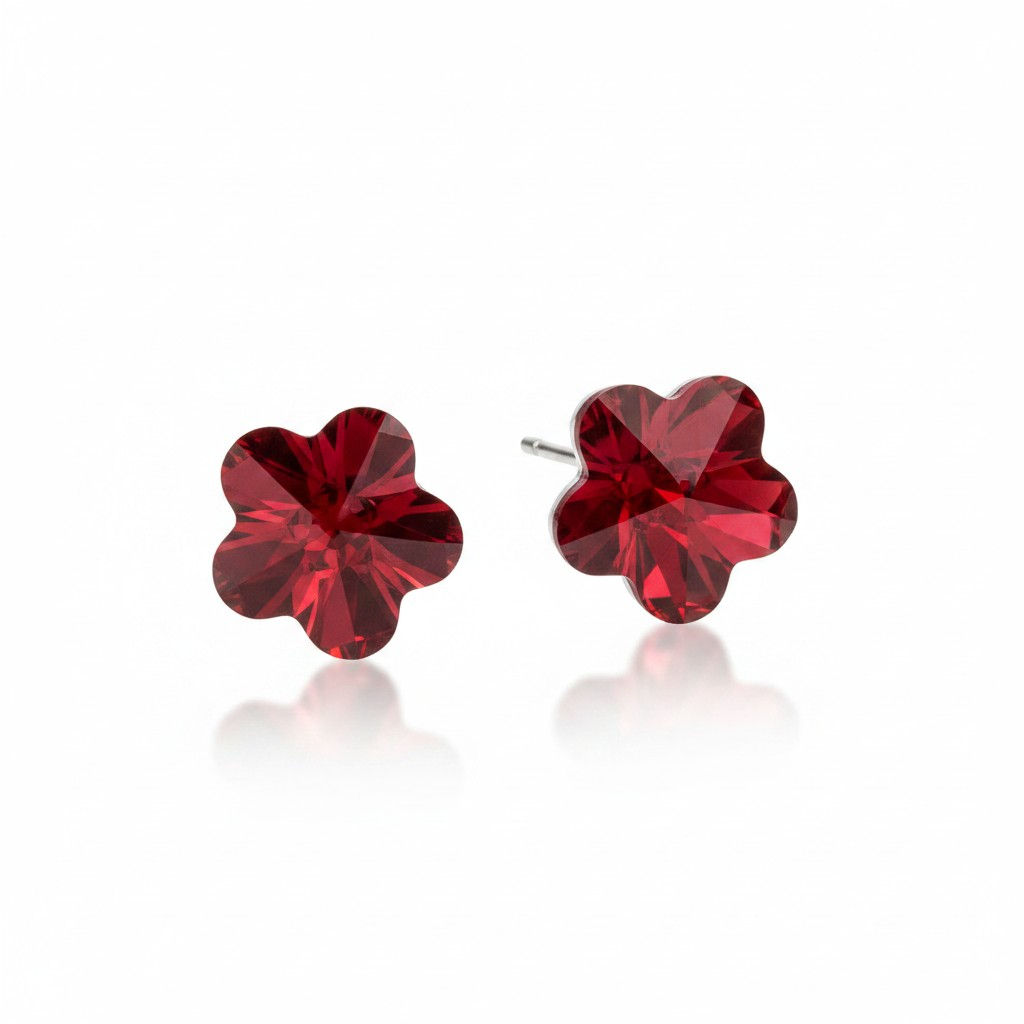 ARETES PUNTO DE FLOR ROJO
