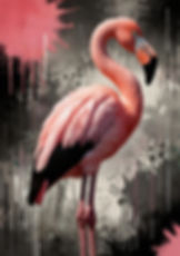 Watercolour of a Flamingo - giclee prints produced by Blue Whale Studio