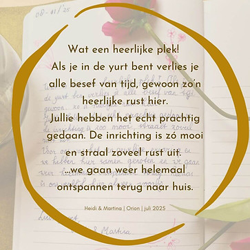 Gastenboek bericht van Heidi ien martina in yurt Orion