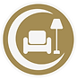 Pictogram luxe en comfort – queensize bed, Morsø-houtkachel en privé sanitair voor een zorgeloos verblijf.