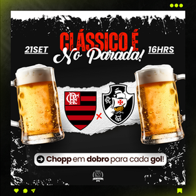 Clássico no Parada! 21SET 16HRS com chopp em dobro para cada gol.
