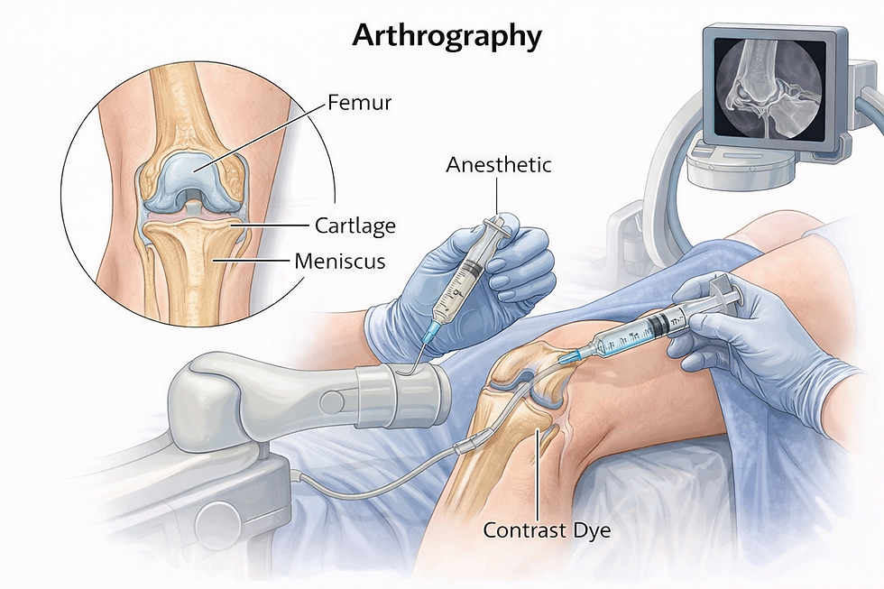 X-Ray Arthrography is often used in cases of sports injury