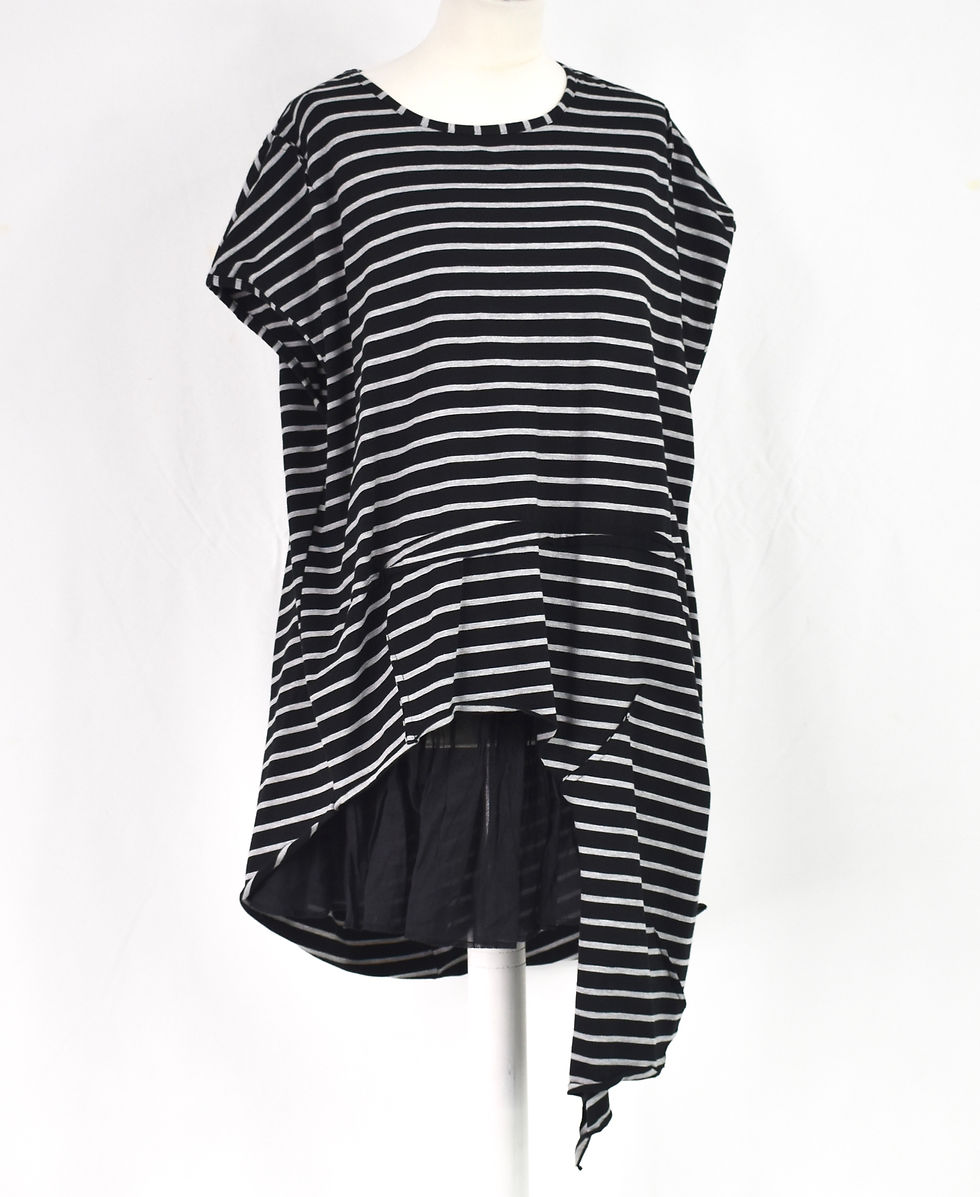 Thumbnail: CREARE Cotton Jersey Stripe Long Asymmetric Tunic