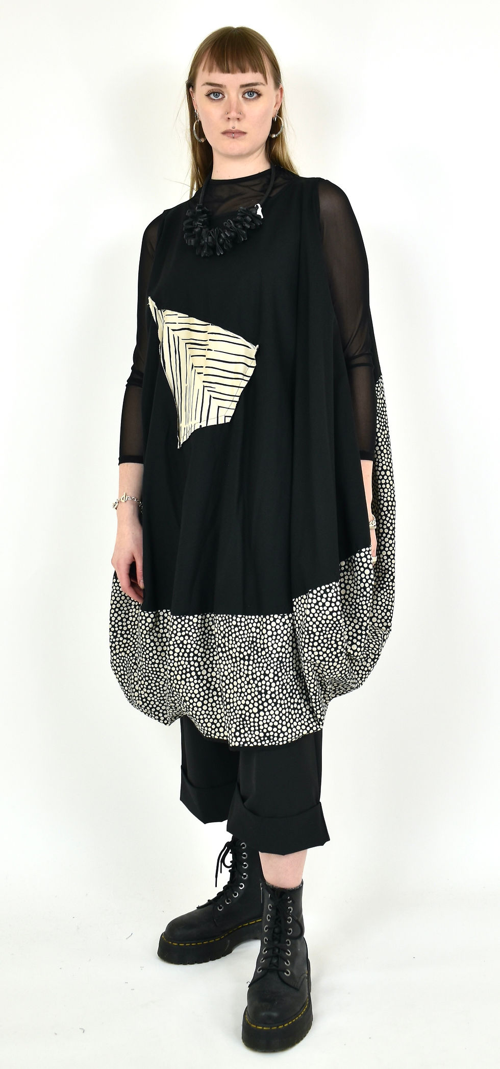 Thumbnail: Wendykei balloon mixed fabric dress