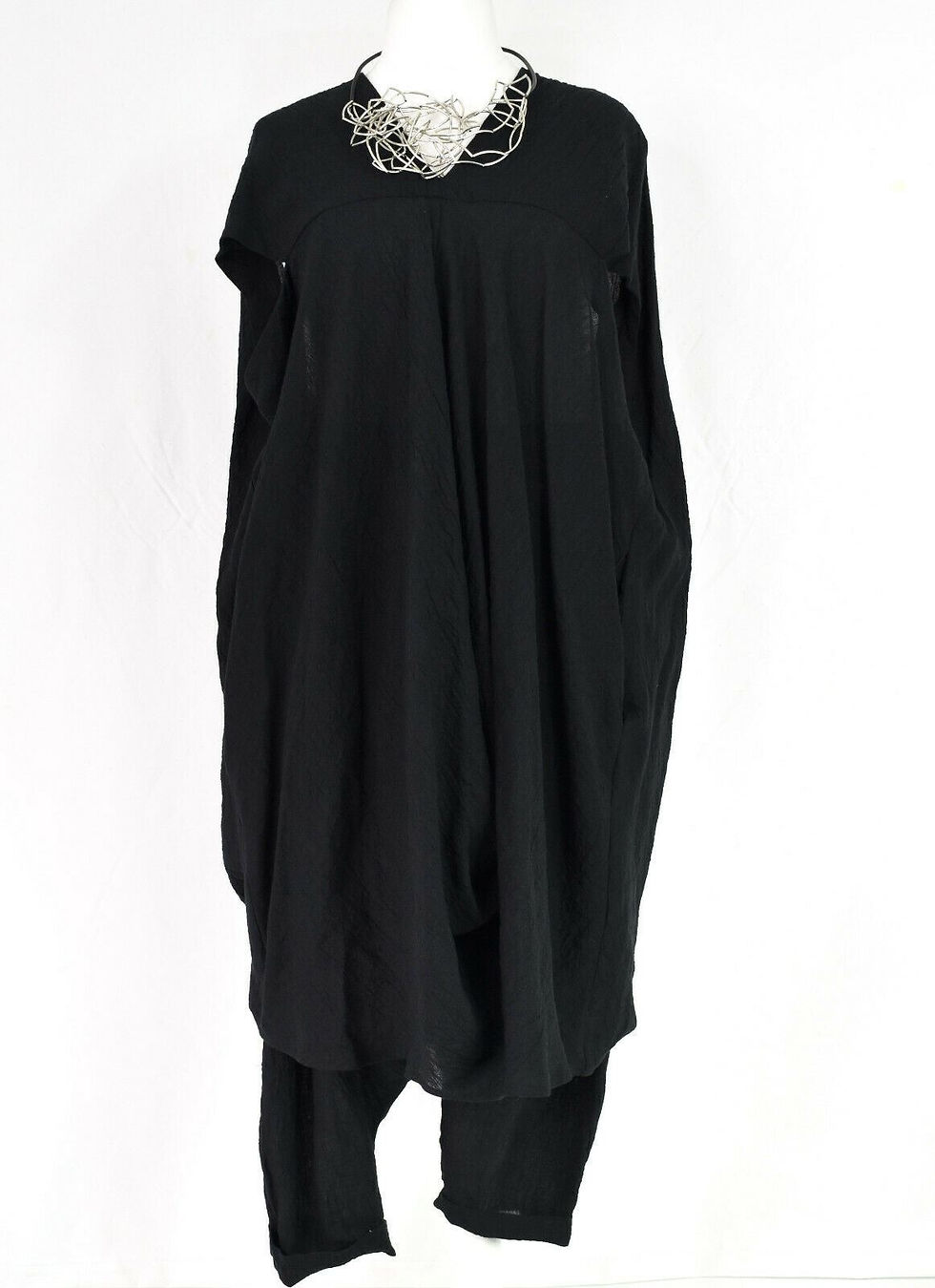 Thumbnail: CREARE 'CACHED COP' Black Linen Cocoon Dress