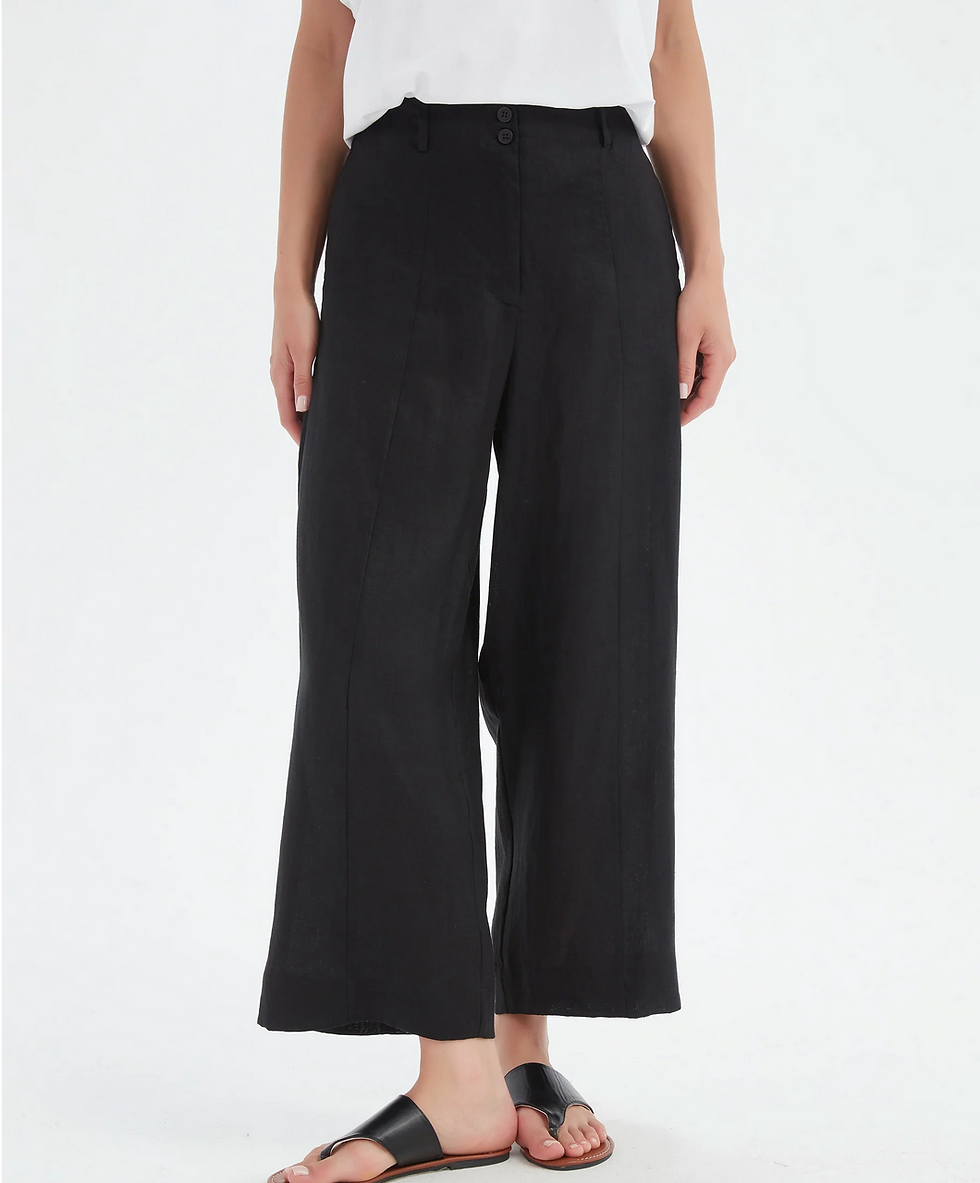 Thumbnail: Tirelli 100% French Linen black trousers