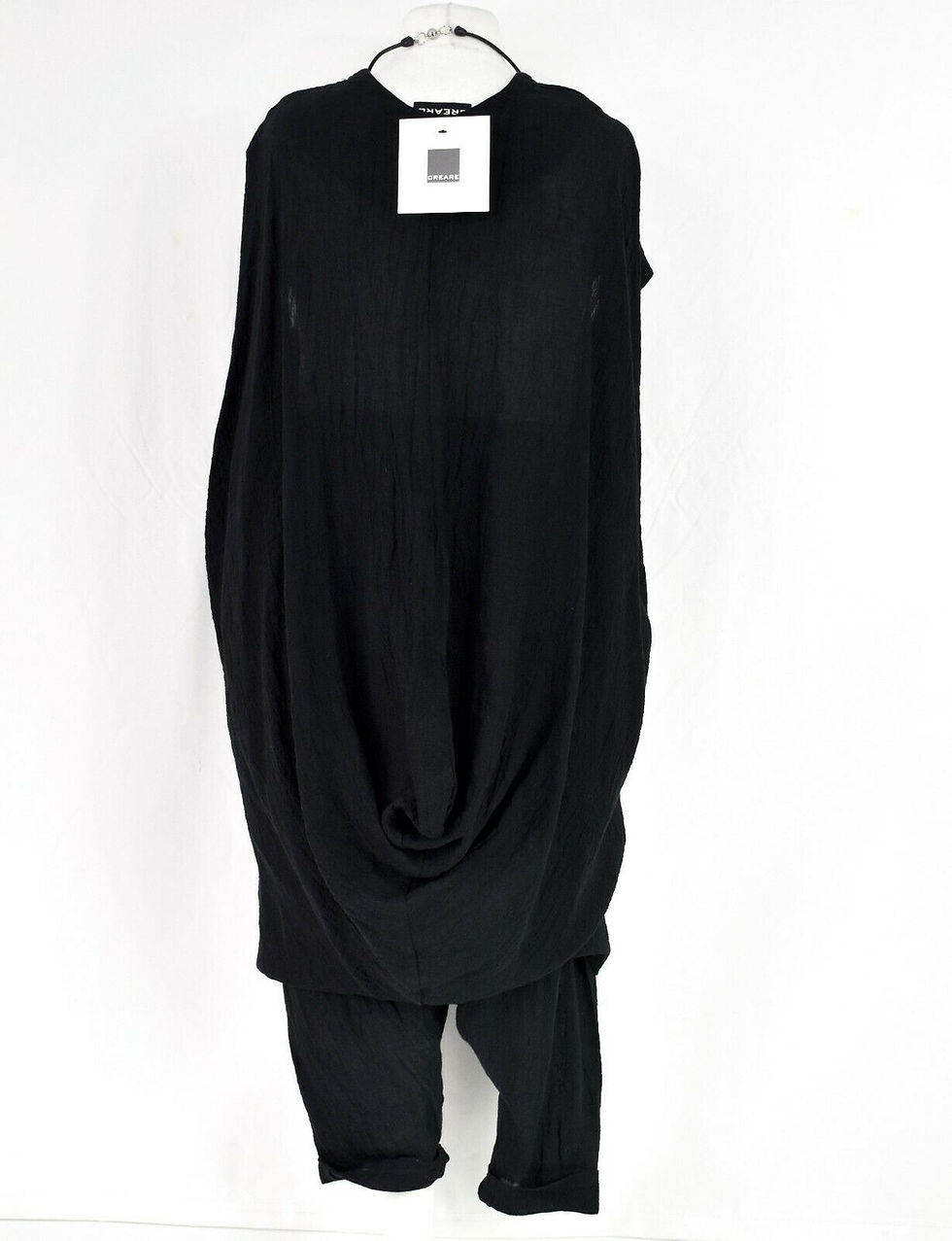 Thumbnail: CREARE 'CACHED COP' Black Linen Cocoon Dress