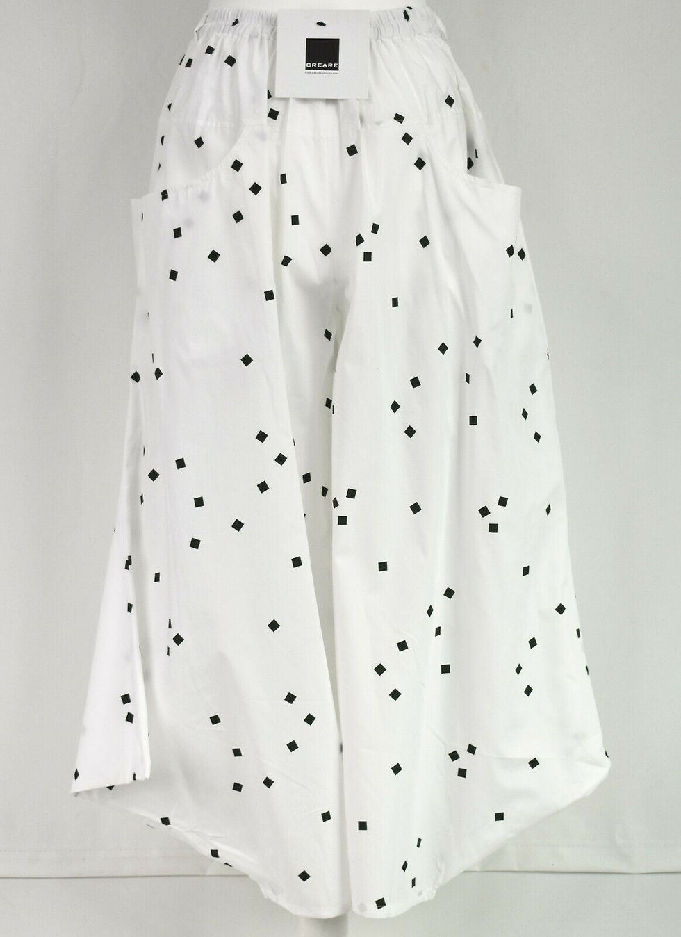 Thumbnail: CREARE 'WATSIDE' White & Black Cotton Palazzo Trousers