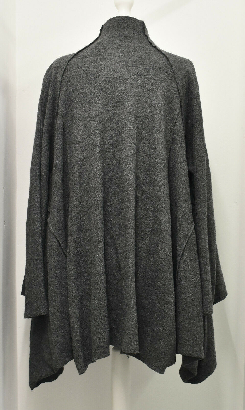 Thumbnail: CREARE Grey Boiled Wool 'ROLLS' Asymmetric Swing Jacket