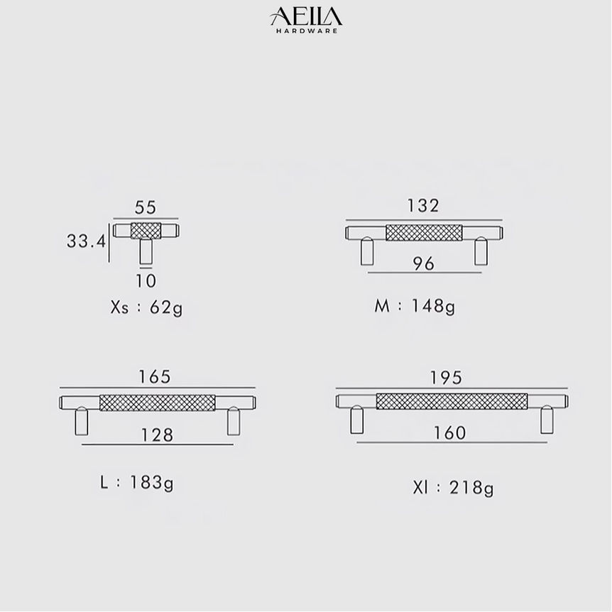 มือจับเฟอร์นิเจอร์ AELLA HARDWARE พร้อมขนาด 55 mm, 132 mm, 165 mm และ 195 mm