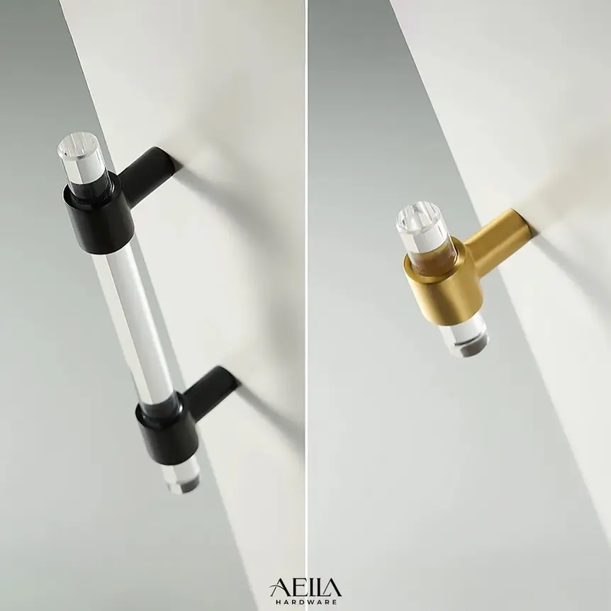 มือจับเฟอร์นิเจอร์แบบกลม - L3138-X. Two modern door handles, AELLA HARDWARE. Simple design.