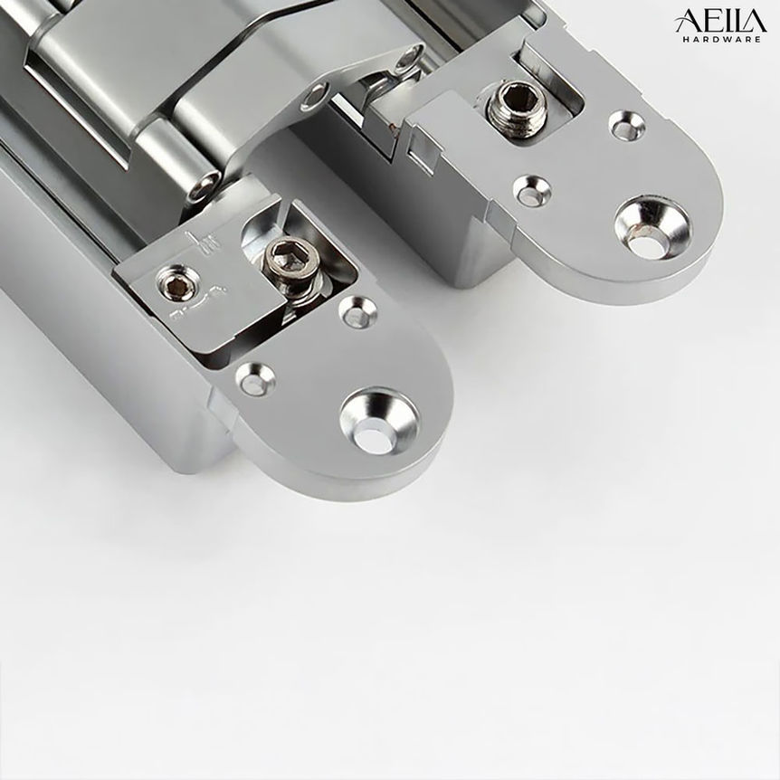 บานพับข้อเสือ HA60A (Nickel Brushed) close up view AELLA HARDWARE บานพับข้อเสือสีเงิน