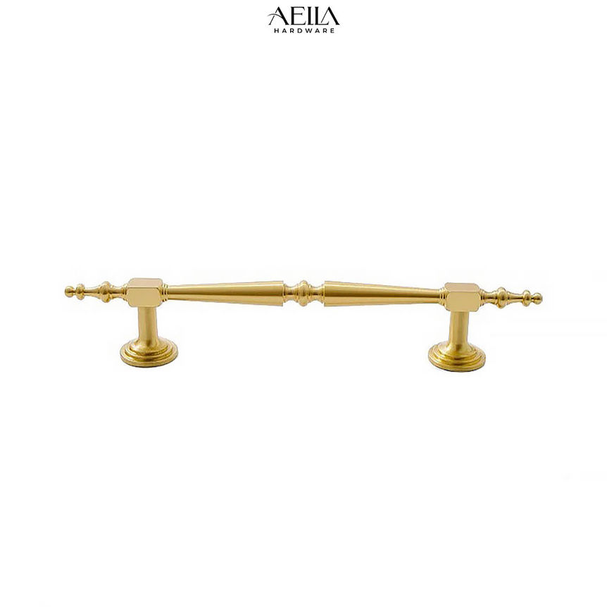 AELLA HARDWARE, golden cabinet handle บานพับผีเสื้อ H4015 on white background.