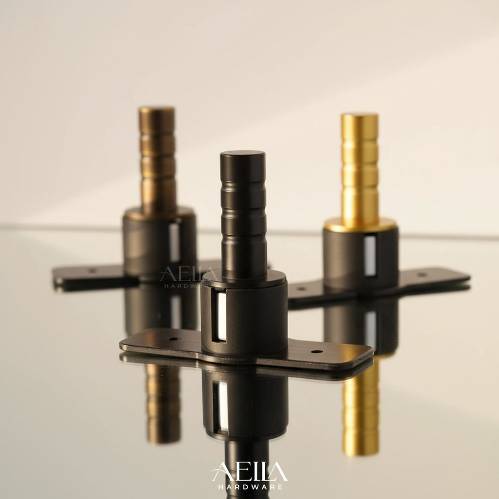 บานพับประตูสีดำสามชิ้น AELLA HARDWARE บานพับข้อเสือ HA60A (Matte Black) บนพื้นผิวเรียบ