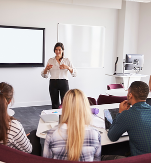 A woman giving a presentation