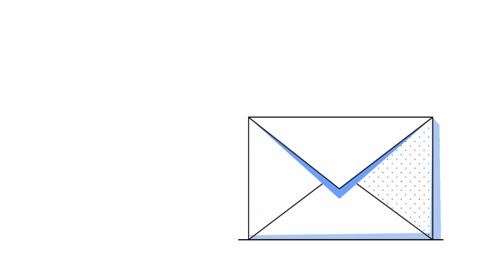 An animation of a letter envelop opening and closing, with a piece of paper inside