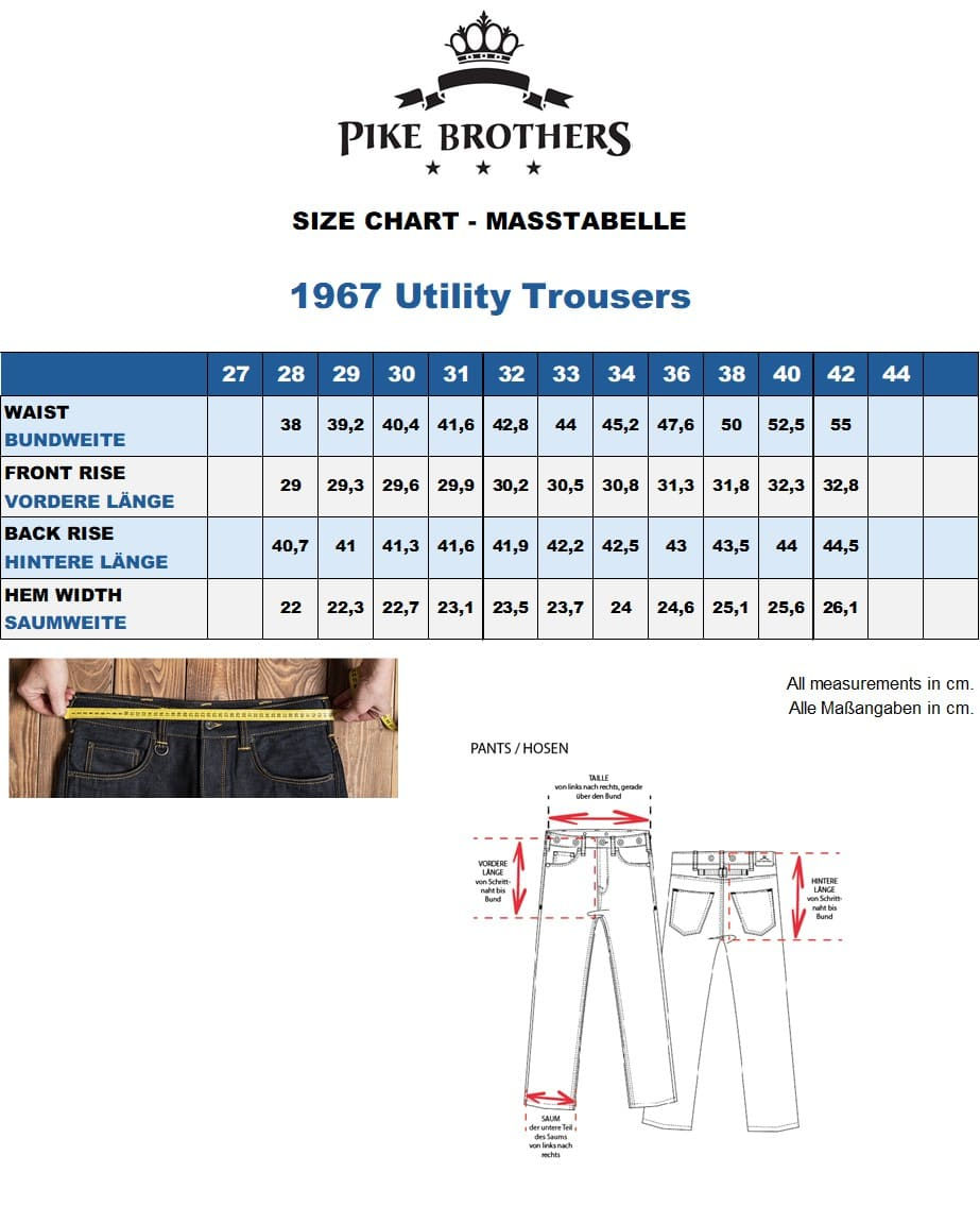 サムネイル： Pike Brothers｜1967 UTILITY TROUSERS BLUE WABASH RINSED
