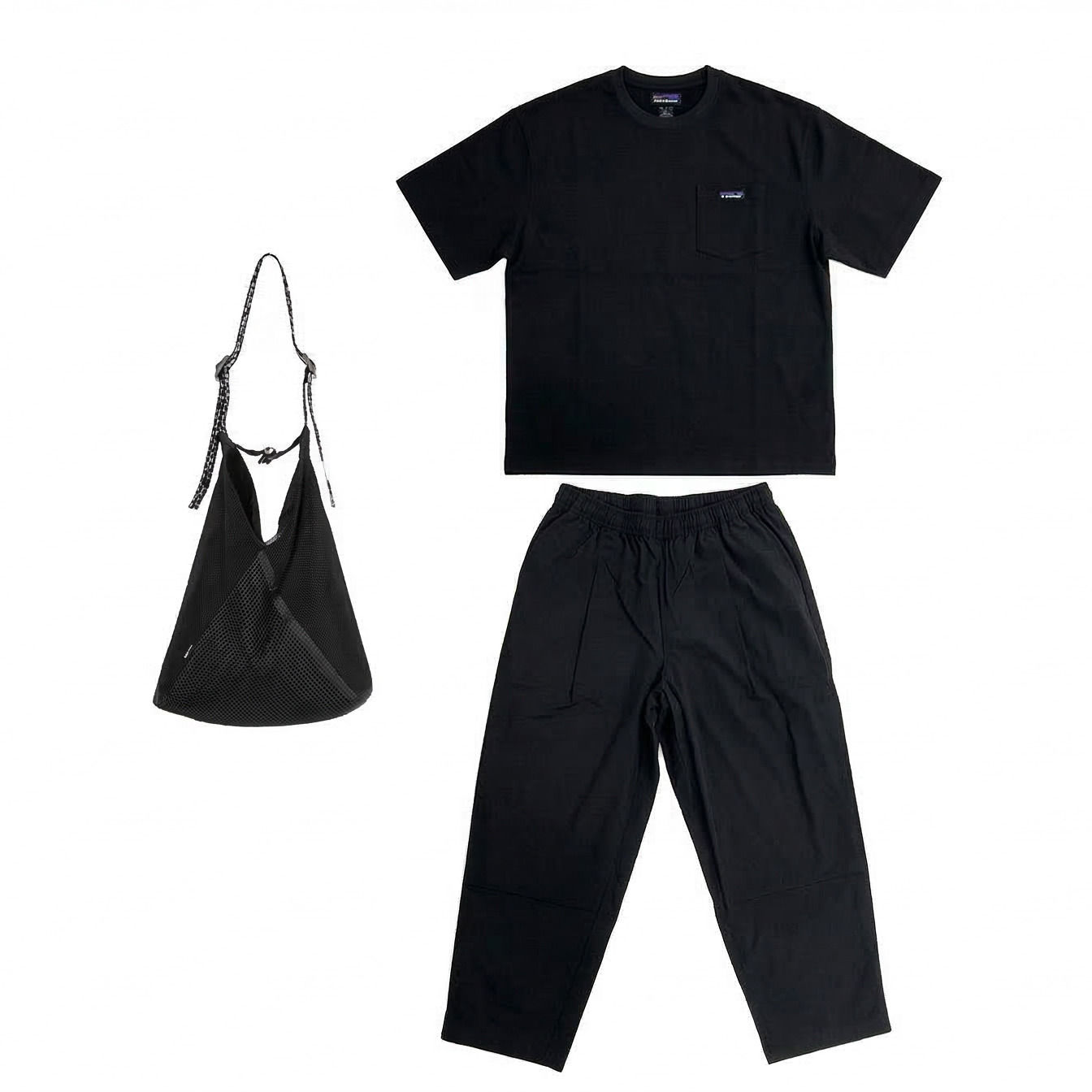 THOUSAND MILE|SHORT SLEEVE T-SHIRT & LONG PANTS SET セットアップ|BLACK