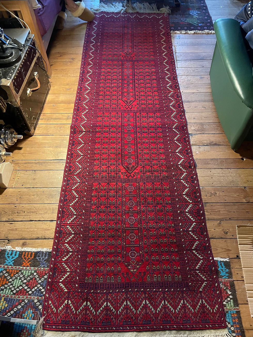 サムネイル： •563• 302x84cm Pink Large Beautiful Finely Knotted runner