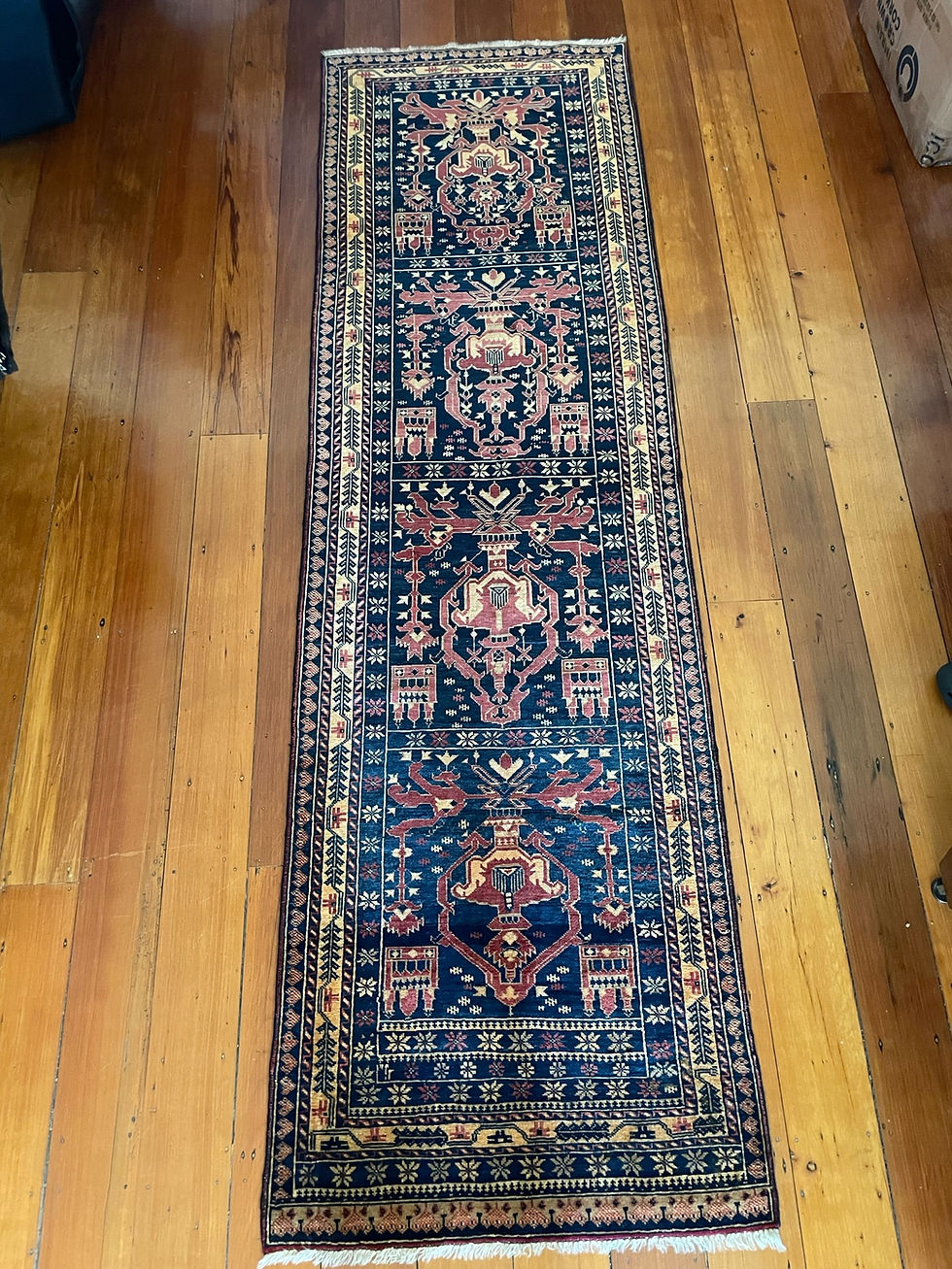 Miniaturbild: •869• 277x82cm.    Finely Knotted, very high quality Afghan Baluch Rug.