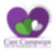 A large purple heart with a smaller green heart and an even smaller white heart, the logo for Care campaign for the vulnerable
