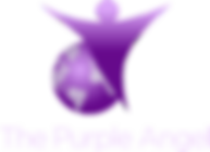 an image of a purple angel covering a purple globe