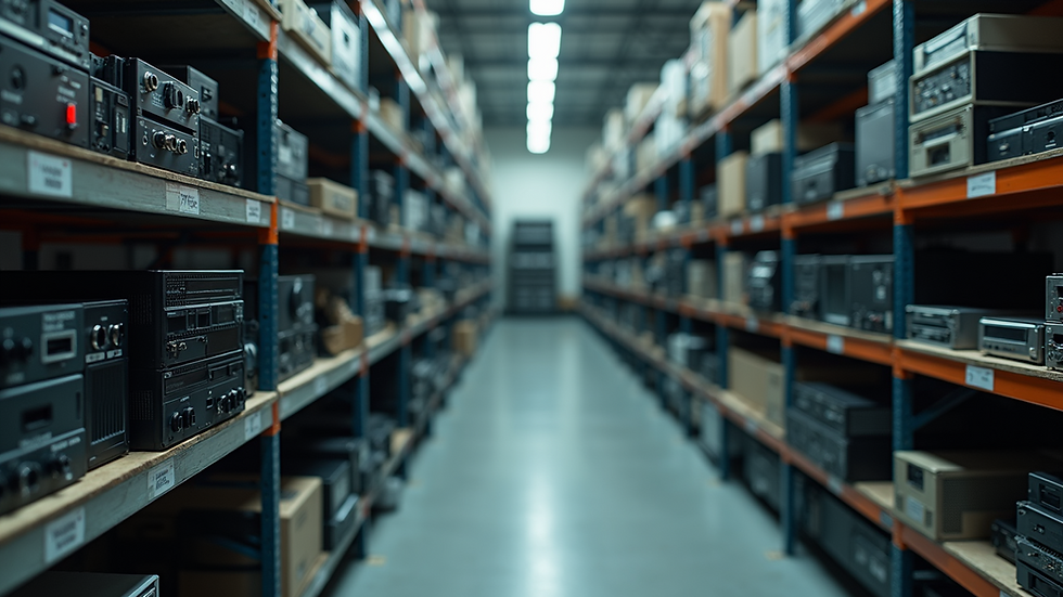 High angle view of refurbished electronics ready for resale