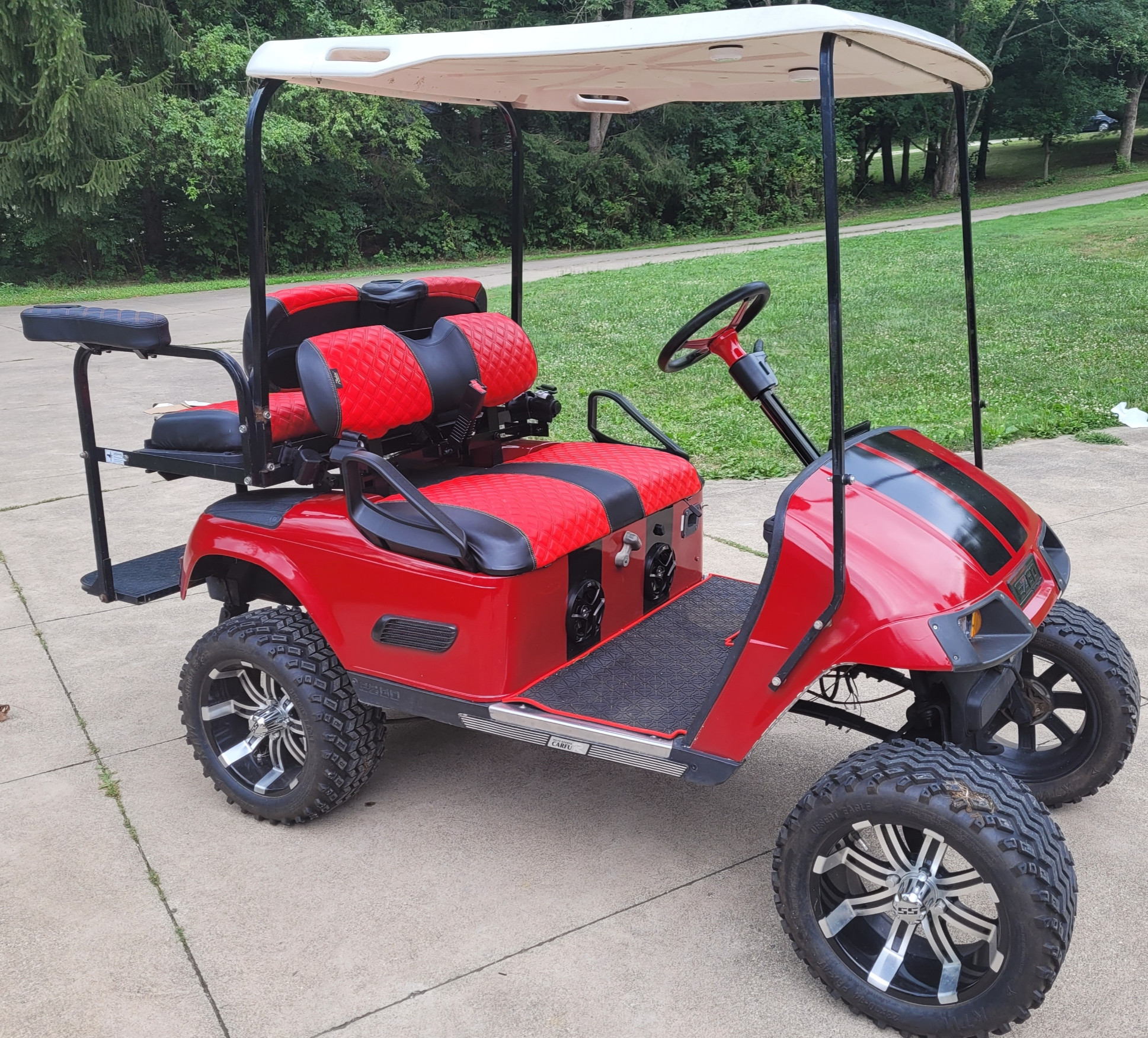 Red Lifted, Street Legal Golf Cart with 4 seats